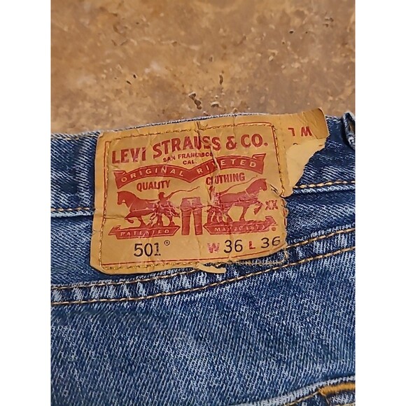 Vintage Levis 501 Red Tab trade mark only 36x36 Tall Streetwear Casual Grunge - Picture 3 of 11